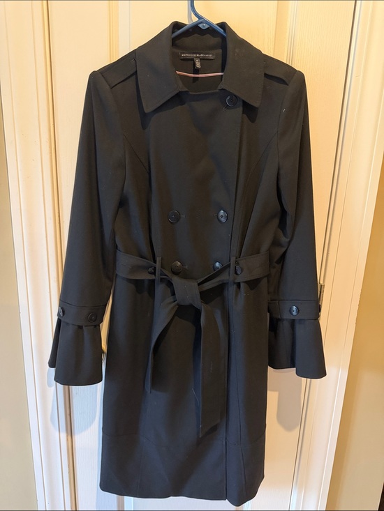 White House Black Market Jackets & Blazers - White House Black Market Black Double-Breasted Trench with Tie Belt
